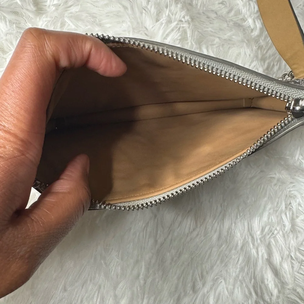 MICHAEL Michael Kors Gray MK Logo Belt Bag with Silver Chain